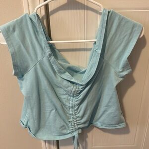 NEW CONDITION ⭐️ Cropped Trendy Blue American Eagle Ruffle Top
